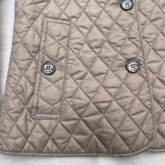 Auc Burberry COPFORD Brit Toupe Diamond Quilted Button Front Jacket S - Picture 12 of 13
